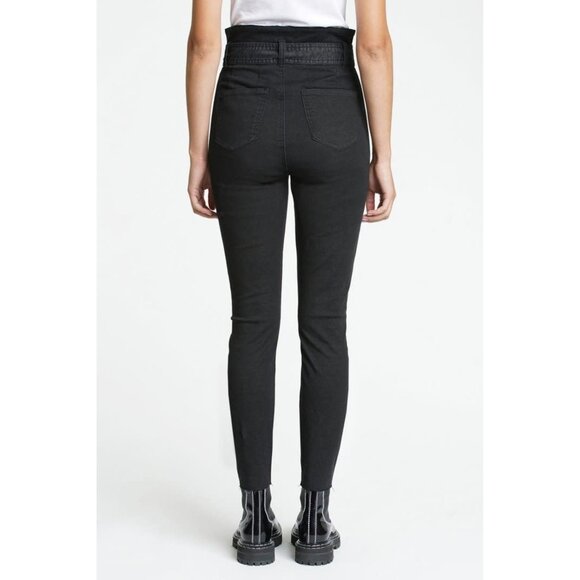 Pistola Womens Inez Black Paperbag Skinny Jeans Belted High Rise Raw Hem size 31 - Picture 3 of 15